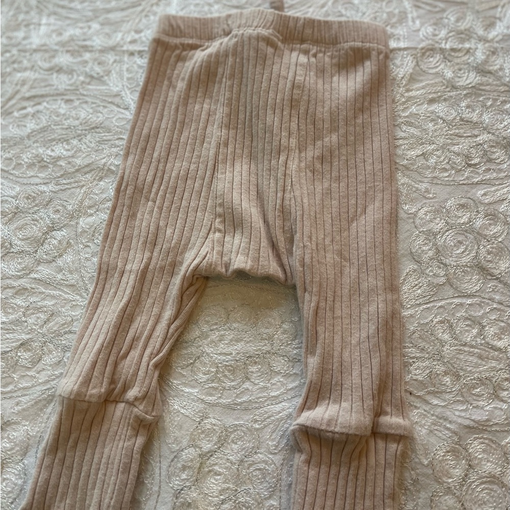 VGUC Kate Quinn Ribbed Infant Panda Pants Organic Cotton Pale Pink 6-12M - Picture 3 of 3